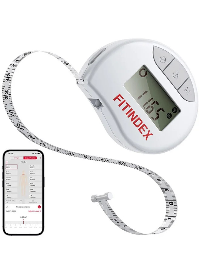 FITINDEX Smart Digital Body Tape Measure with Bluetooth App Sync and LED Display (Retractable, 150 cm) 8kddd