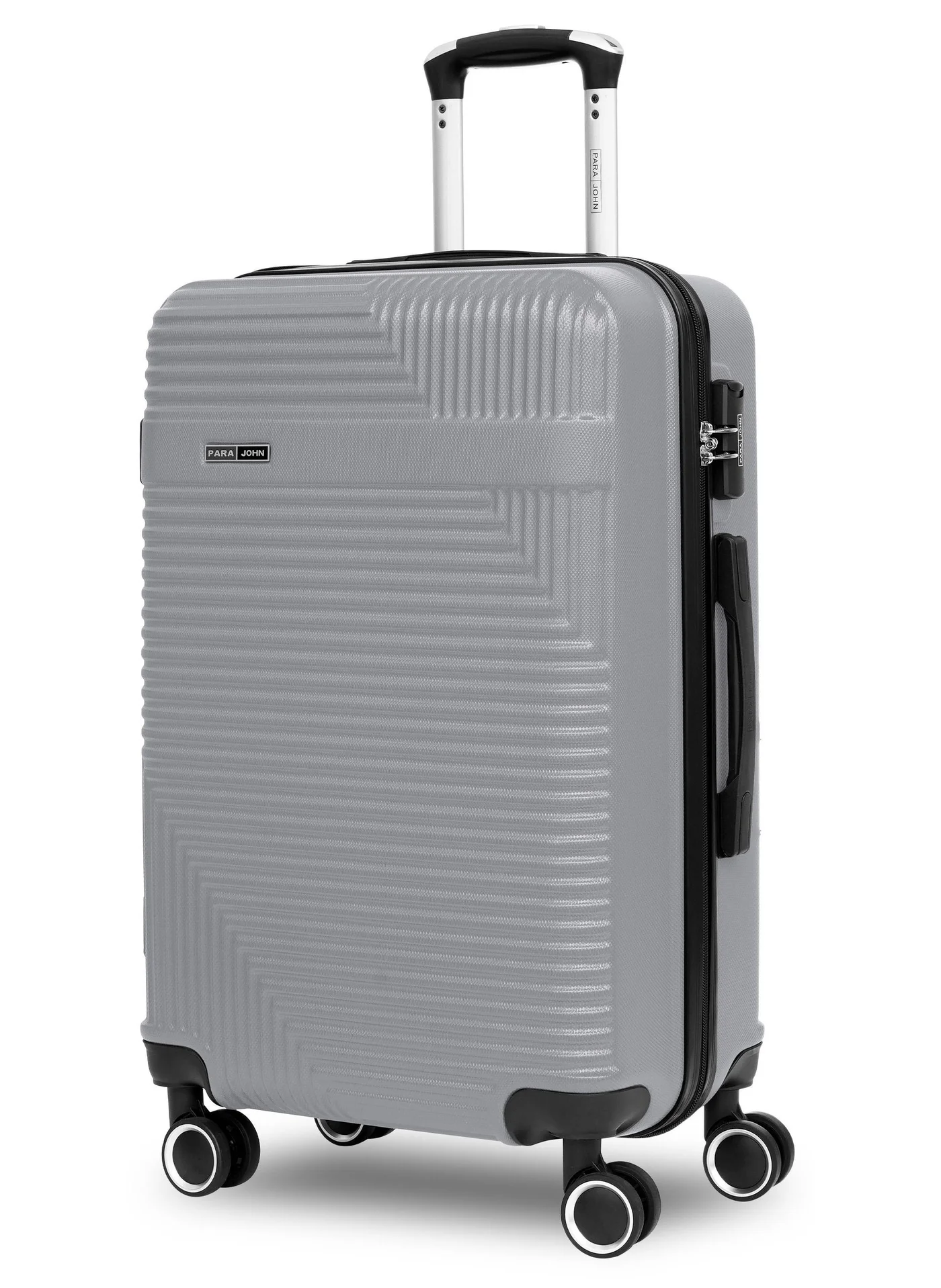 PARAJOHN Medium 24-Inch Hardshell Luggage Trolley (Silver, 60 cm) Lightweight 4-Wheel Spinner Suitcase for Travel 81jay