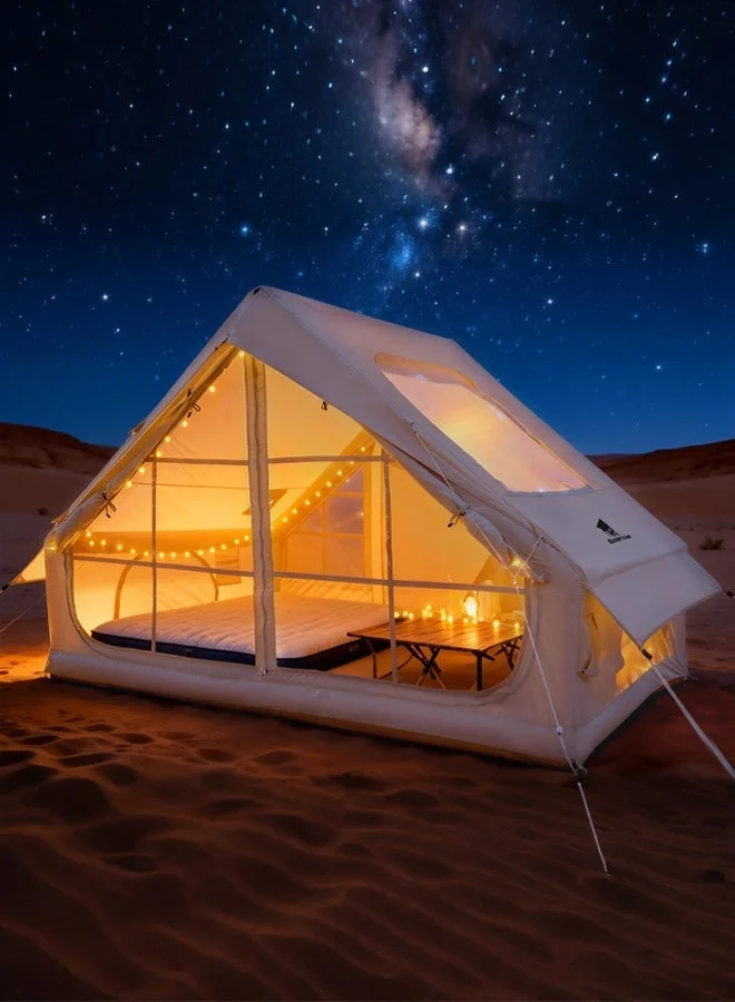 GEERTOP Inflatable Camping Tent with Panoramic Skylight and LED Light Strings, UV-Protected Instant Setup Shelter for Desert Safaris and Family Outings (300x210x200cm) lru1q