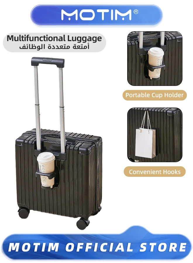 Motim 18-inch Expandable Carry-On Luggage Hardshell Spinner Suitcase with TSA Lock and Cup Holder (18-inch) uf7bu