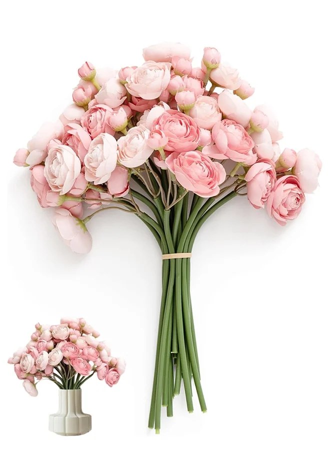 Sweet Life Artificial Ranunculus Flowers Faux Silk Floral Decor for Wedding Centerpieces and DIY Bouquets (Dusty Rose, 18 Pieces) h3dak