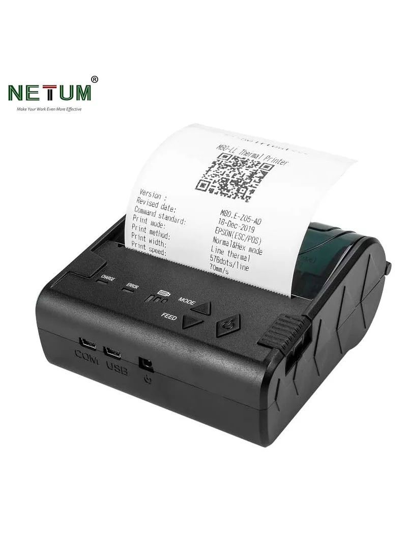 NETUM Wireless Thermal Receipt Printer Portable POS Bill Machine (80mm) 8sryt