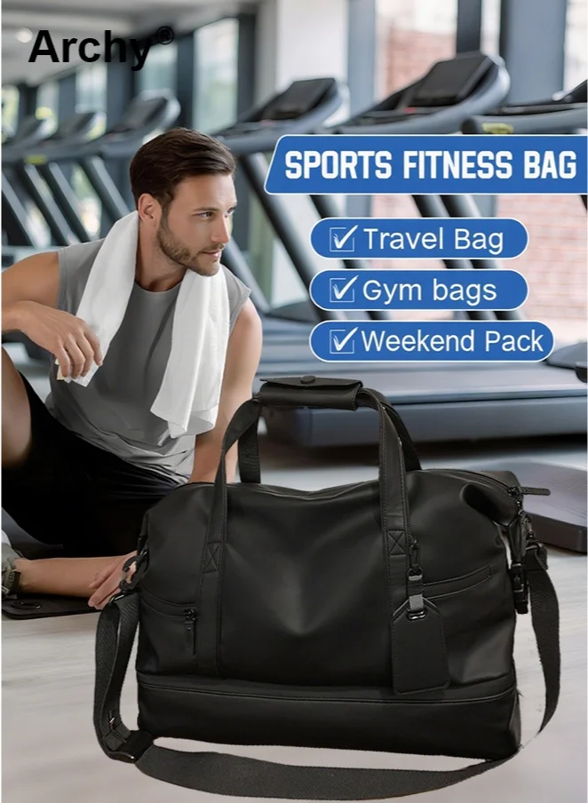 Archy Multifunctional Travel Duffle Bag for Men, Premium Business Gym Bag with Shoe Compartment and Wet-Dry Divider (Large, 50 cm) 8chdp