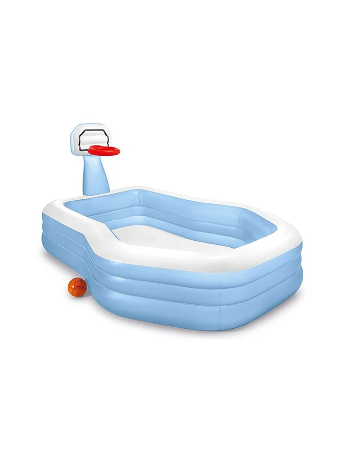 Inflatable Family Swimming Pool with Basketball Hoop and Ball (257x188x135cm) nhpq2