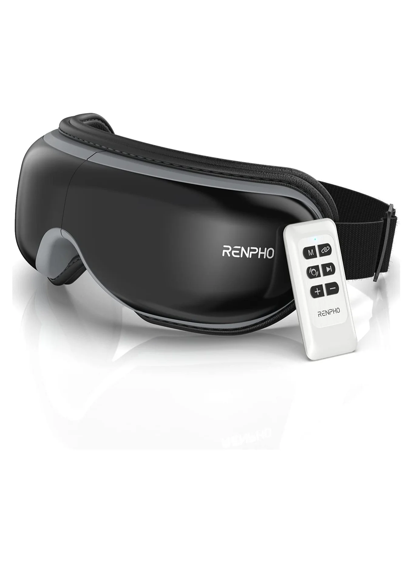 Premium Eye Massager with Heat and Vibration, Bluetooth Music, Adjustable Compression Mask for Eye Relaxation (Black, One Size) 84028