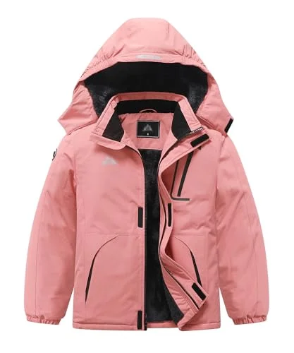 Premium Kids Waterproof Winter Ski Jacket Fleece Lined Snowboarding Coat with Detachable Hood (Unisex, 120 cm) arkik
