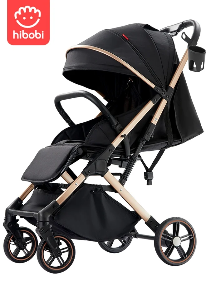 Hibobi Lightweight Travel Baby Stroller with Four-Wheel Suspension and One-Hand Foldable Design (Cabin-Approved, Supports up to 60kg) s29ns