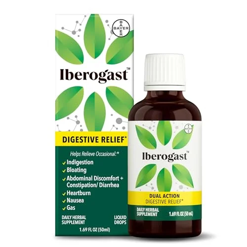 Iberogast Herbal Digestive Support Liquid Drops (Premium 6-Herb Blend, 50 mL) epp8k