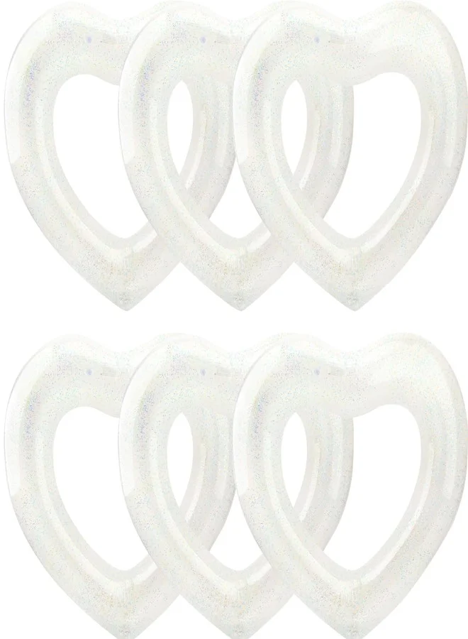 Feradny Large Glitter Heart Pool Float (6 Pack, 109 cm) Inflatable Swim Ring for Summer Beach Party and Pool Lounging b2vgz