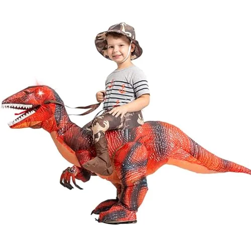 GOOSH Inflatable Dinosaur Costume for Kids Premium Polyester Blow Up Suit for Halloween Party Cosplay (4-6 Years) vthf2