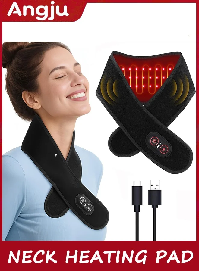 Angju Cordless Neck Heating Pad with Massage and Red Light Therapy (Red, One Size) pgho9