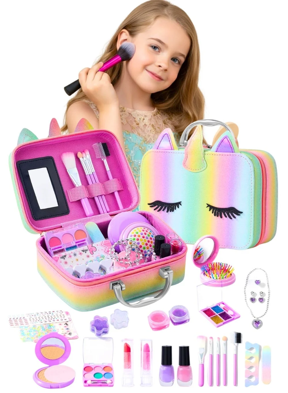 ZedPlay Unicorn Makeup Kit for Girls Washable Cosmetic Set with Carrying Bag (1 Set) wsttt
