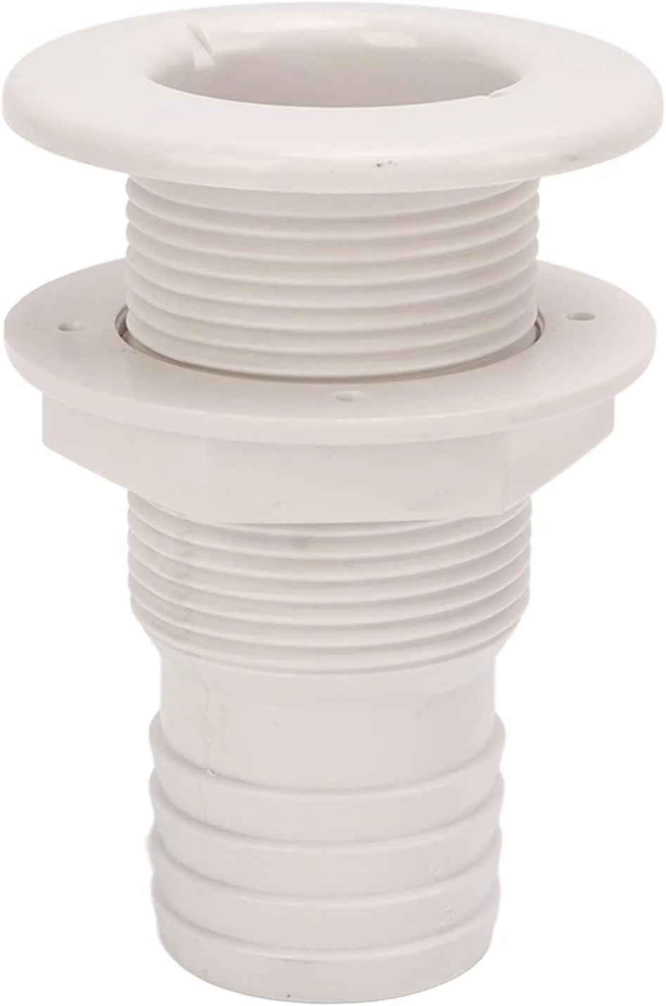 Premium Through Hull Fitting Straight Drain Hose Connector (2-inch) Polypropylene Scupper for Yachts RVs and Boats fh737