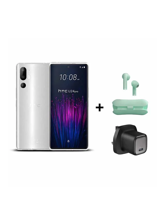 Premium 5G Smartphone 12GB RAM 512GB Storage Dual SIM Bundle with Wireless Earbuds and Adapter (White, 6.8-inch) cq6pm