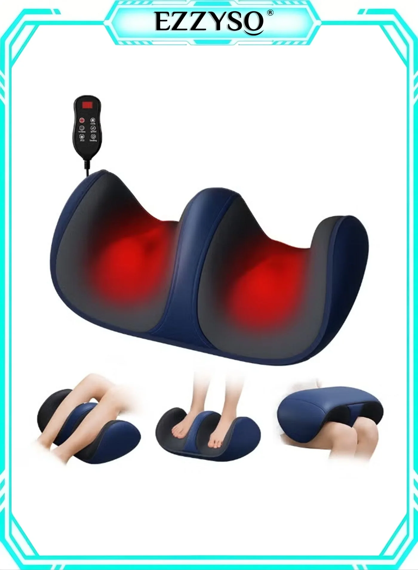 EzzySo Electric Shiatsu Foot and Calf Massager with Heat, 3 Intensity Levels and 3 Massage Modes for Muscle Relaxation (Professional Home Use) fulwt