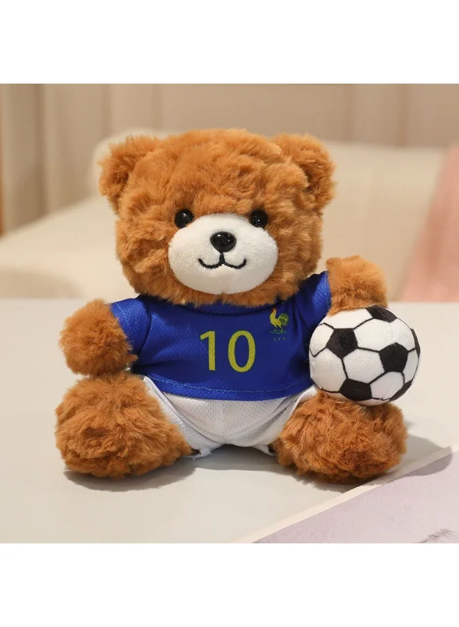 Premium Football Themed Teddy Bear Plush Toy with Mini Ball Accessory (30 cm) hro8q