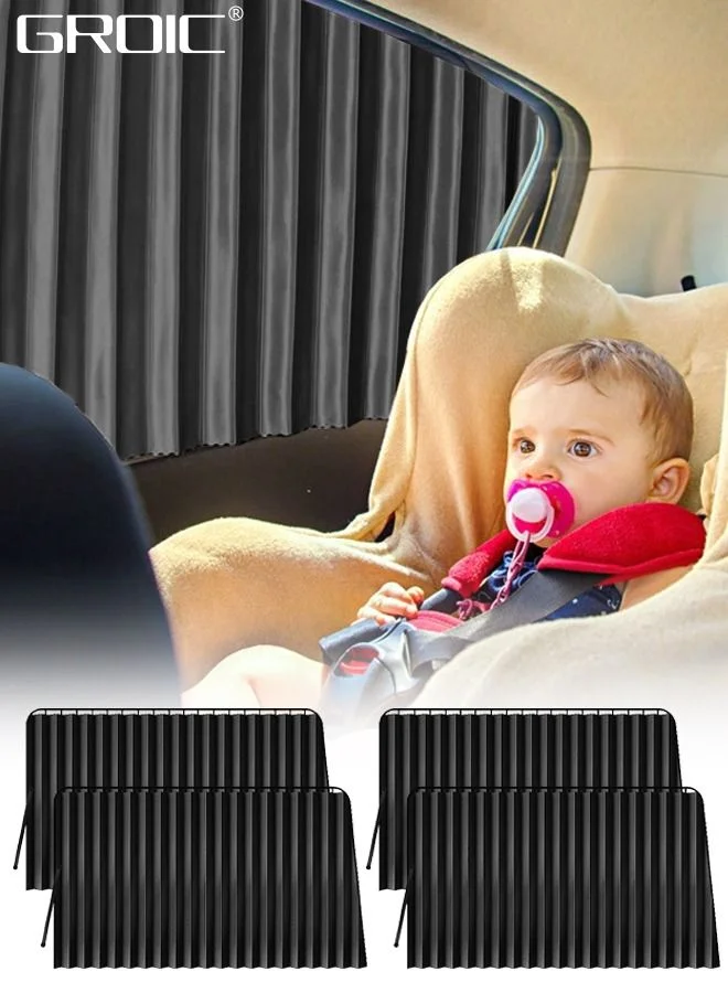 GROIC Car Window Shades Magnetic Sun Covers (4 Pcs Set, Black) - Full Privacy Protection for Front and Rear Windows f6gsp