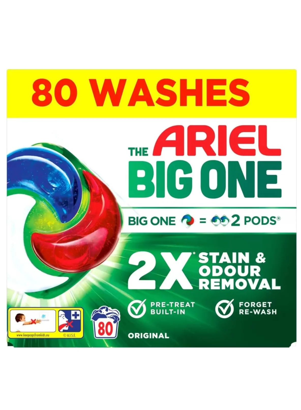 Premium Laundry Detergent Pods with Built-In Pre-Cares For and Odour Removal Power (80 Count) zs2el