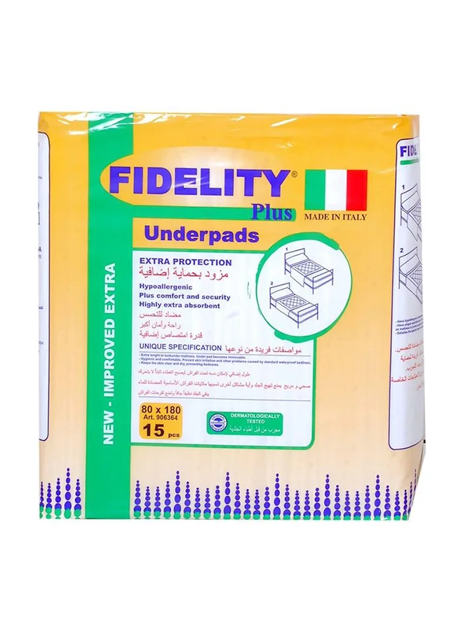 FIDELITY Disposable Underpads for Incontinence Protection (80x180cm, 15-Pack) 1it3j