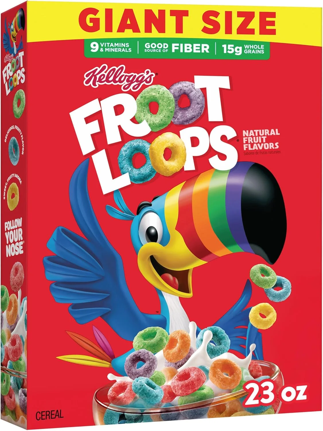 Fruity Breakfast Cereal Loops (Premium Crunchy Multigrain Rings, Kids Breakfast, 652g) r7kru