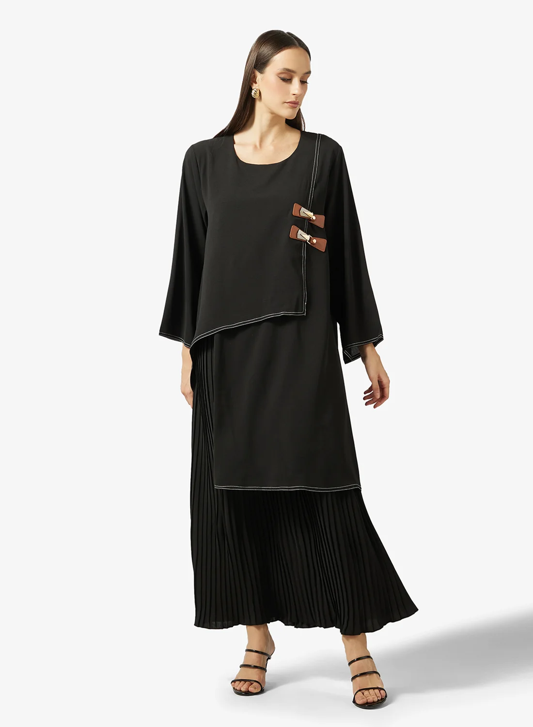 Khizana Layered Dress Elegant Flowy Silhouette For Women (Medium) ohwt2