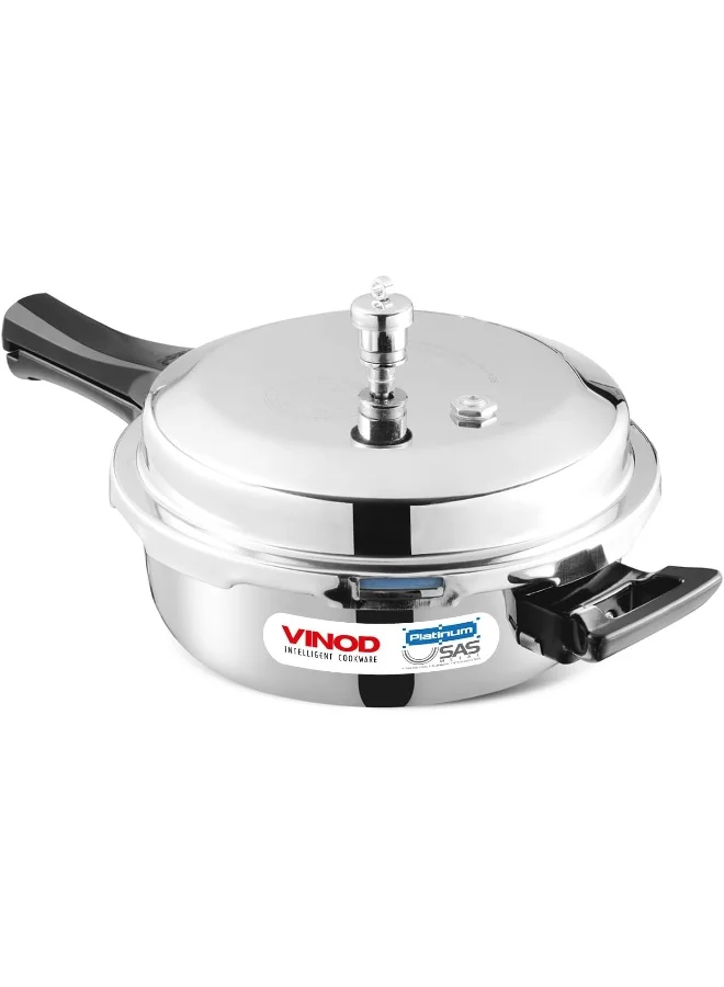 VINOD Platinum Triply Stainless Steel Pressure Cooker (Silver, 2 L) - Heavy Duty Induction & Gas Compatible Kitchenware 878xv