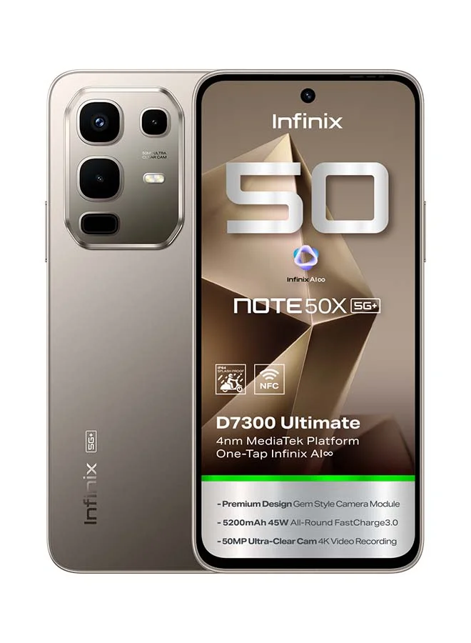 Infinix Note 50 X 5G Smartphone 256GB 8GB RAM Dual SIM Titanium Grey (6.67-inch Display) 2fe59