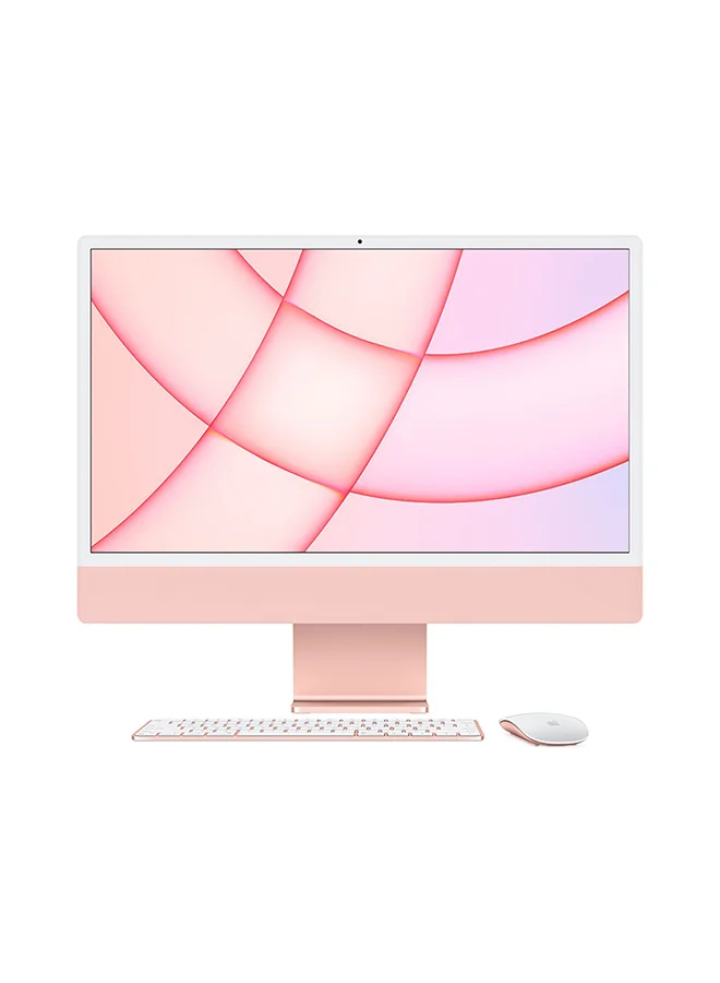 Premium Smart All-in-One Desktop Computer 24-Inch Display 8GB RAM 256GB SSD 8-Core CPU 8-Core GPU English Keyboard (Pink) k43zo