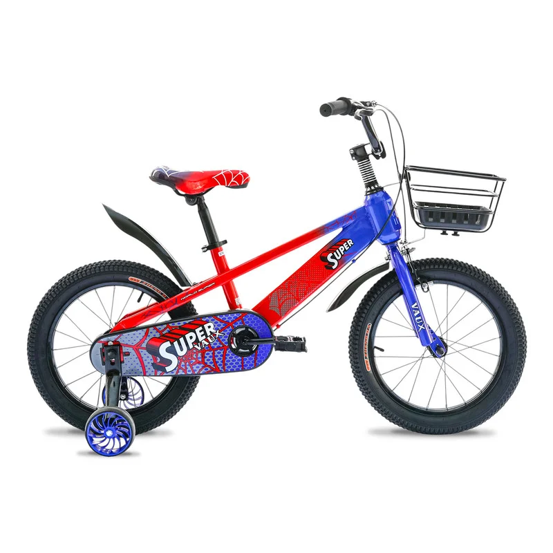 Vaux Kids Bike 16-Inch Wheel Bicycle with Training Wheels and Basket (Blue, 16-Inch) 4nuhl
