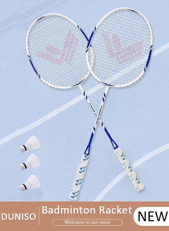 DUNISO Badminton Racket Set (2 Racquets, 3 Shuttlecocks, Carry Bag) Lightweight Professional Sports Equipment for Adults and Kids uxsgf