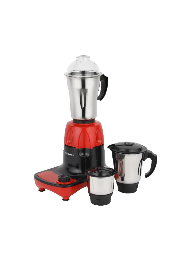 Olsenmark 3-in-1 Mixer Grinder with Stainless Steel Jars and Blades (750 W, Red/Black/Silver) ye68s