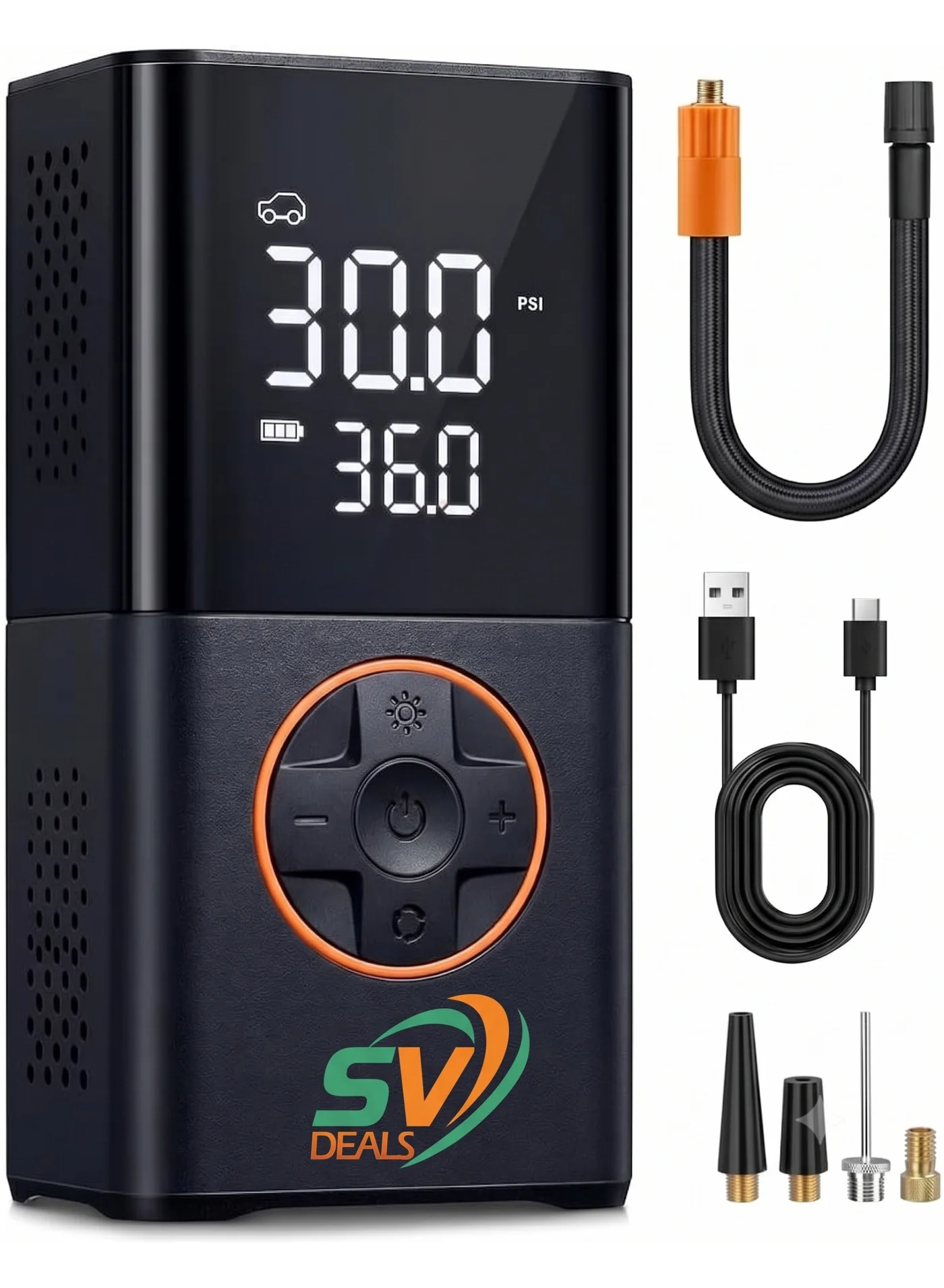Portable Car Air Compressor 12V Tyre Inflator with Digital Pressure Gauge and LED Light for Vehicles and Sports Equipment 2ylqw