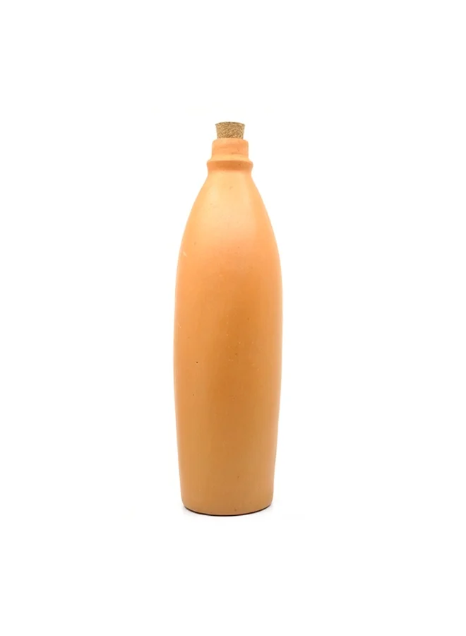 ARK Terrapura Handmade Terracotta Water Vessel with Cork Lid (Natural Clay, 1100 mL) lqyeq