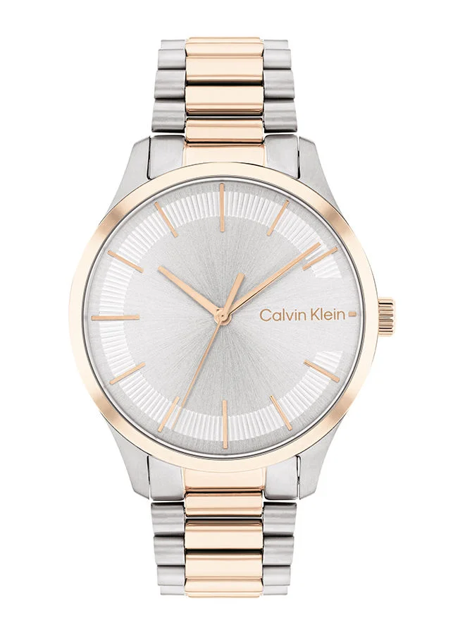 Premium Analog Round Stainless Steel Wrist Watch for Men and Women (Silver, 35 mm) in4p3