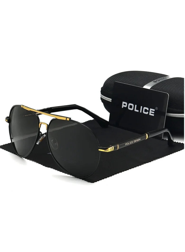 Classic Pilot Polarized Sunglasses UV400 Protection Lightweight Frame for Men Driving Fishing Running (Black Frame, One Size) o75v1