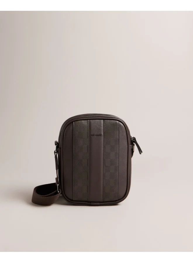 Premium Check Pattern Flight Bag Durable PU Leather Crossbody Messenger for Travel (One Size) l2yfc