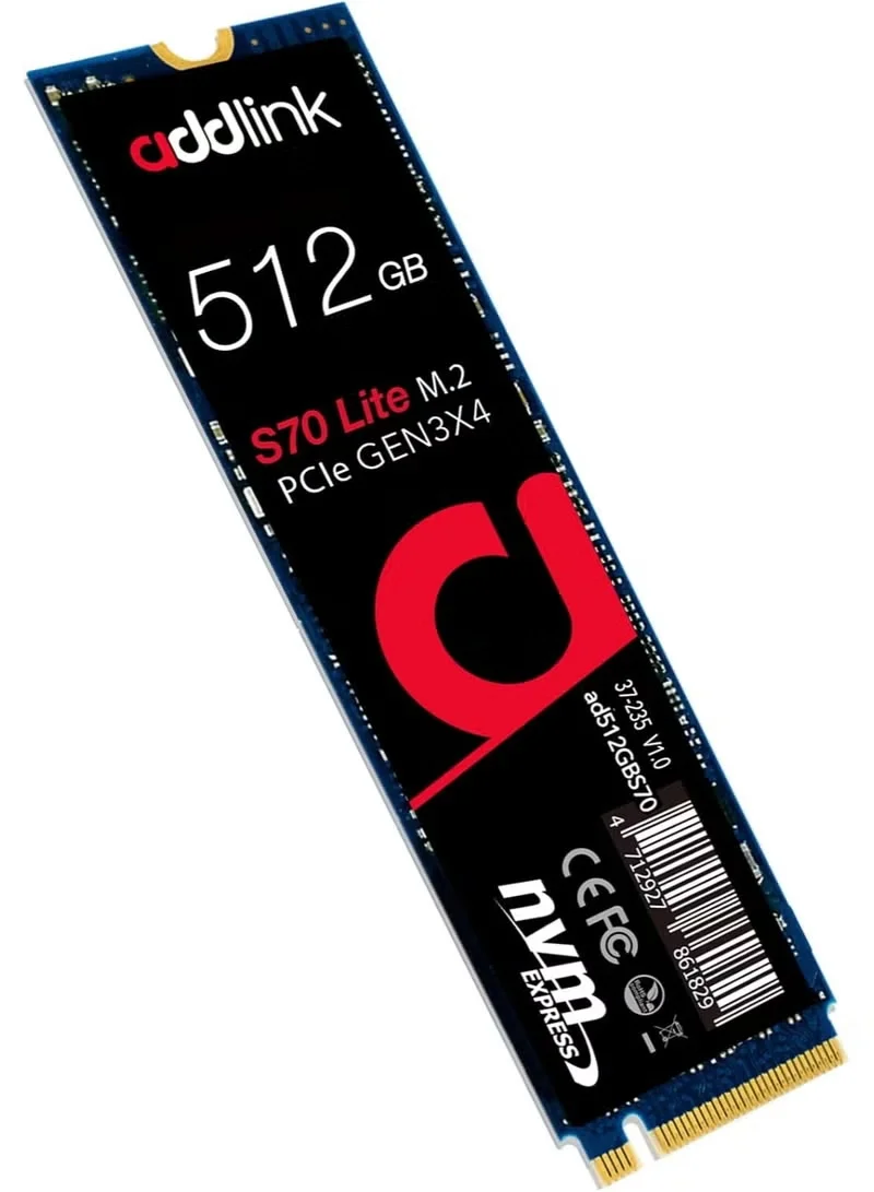 Addlink S70 Lite Internal Gaming SSD 512GB M.2 2280 PCIe 3.0 NVMe Gen3x4 High-Speed Solid State Drive (512GB) qu9xv