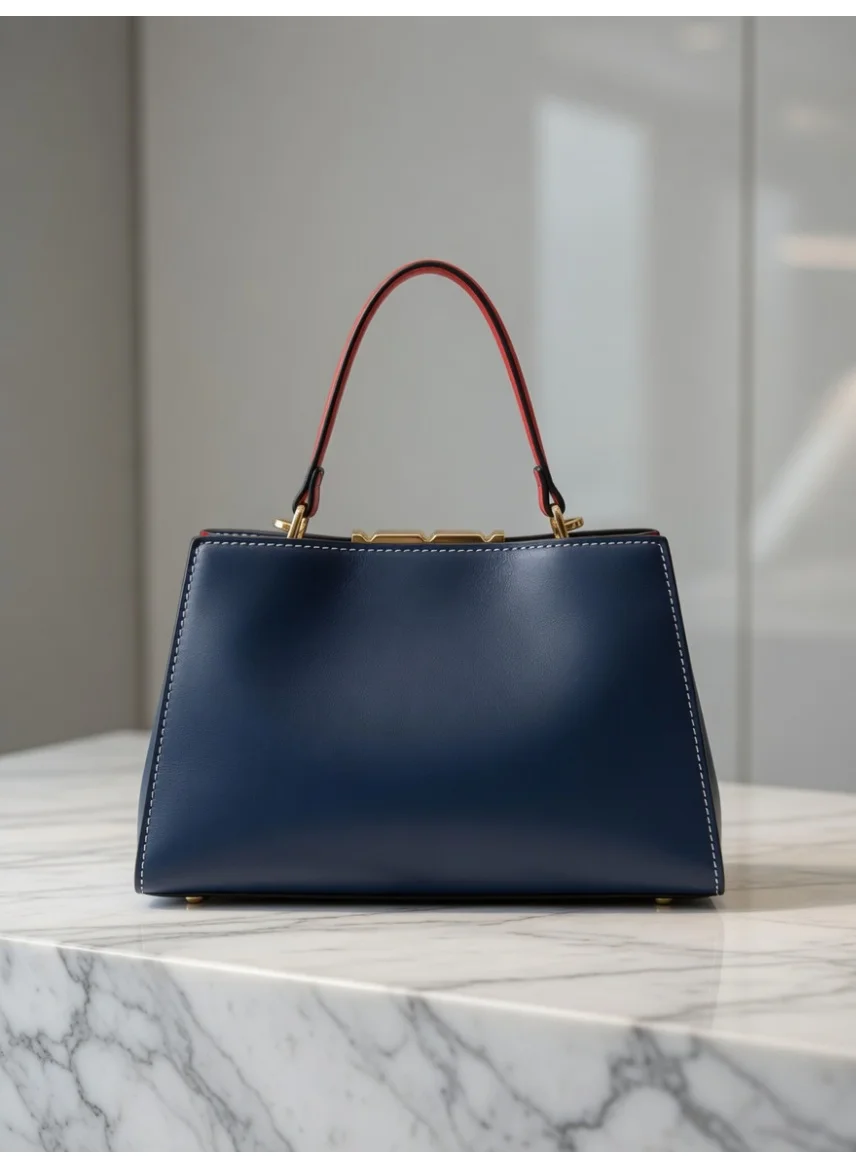 SUNSTAR Elegant Mini Structured Handbag (Navy, 20cm x 15cm x 8cm) ikuue