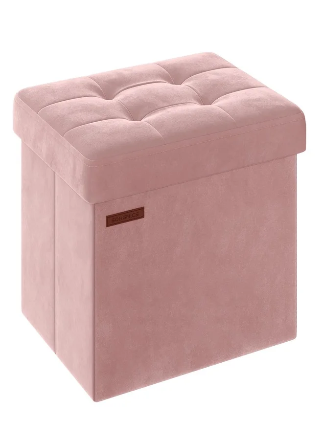 Premium Foldable Storage Ottoman Foot Rest Stool for Living Room and Bedroom (Jelly Pink, 31 x 41 cm) wsmfu