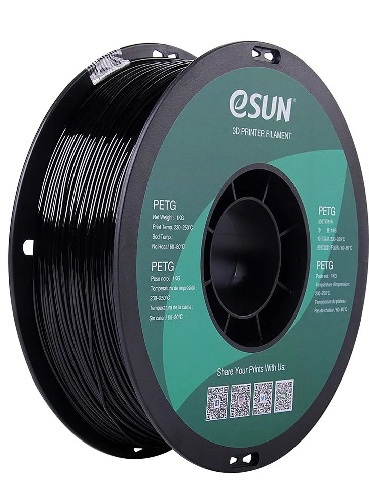 Esun PETG 3D Printer Filament 1.75 mm Premium Printing Material (Solid Black, 1 kg) sncie