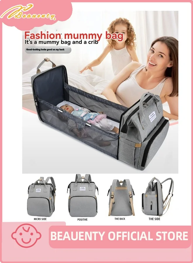 Beauenty Multifunction Diaper Bag Backpack with Changing Station (Large Capacity, Oxford Fabric, Unisex) idazl