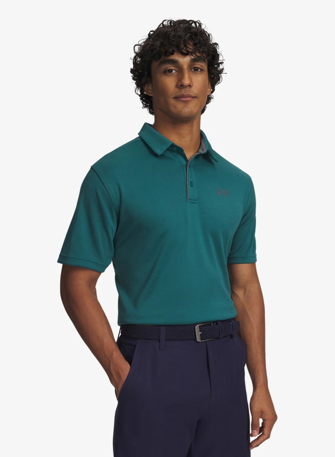Athletic Tech Polo Shirt Moisture-Wicking Performance Top for Men (Black, Large) rb1hm