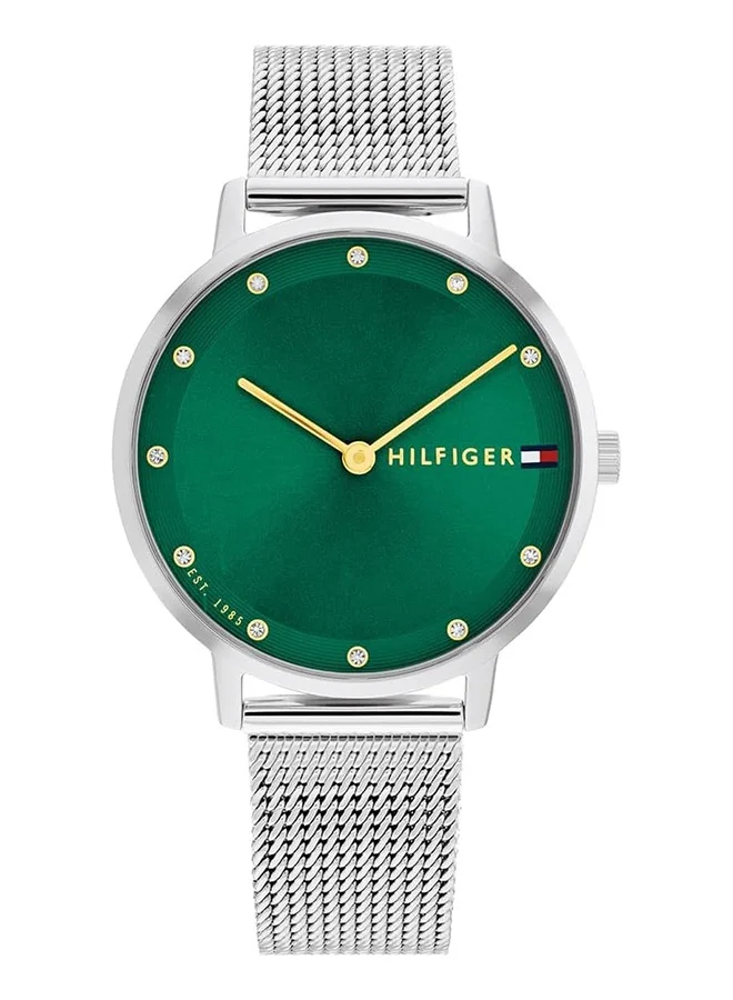Premium Round Analog Quartz Watch for Women (Green Case, Stainless Steel Band) uwpjz