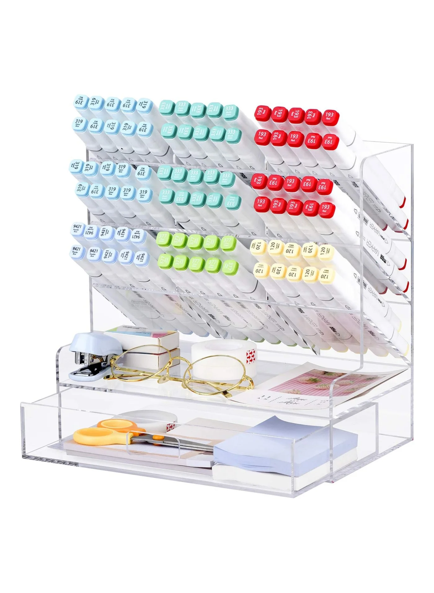 TPGP Acrylic Pen Organizer Desk Storage Holder (Clear, 22 x 10 x 10 cm) trofd