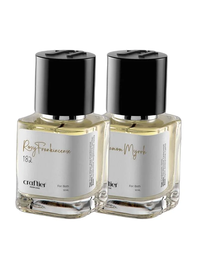 Craftier Eau De Parfum Unisex Fragrance Bundle (Rosy Frankincense and Cardamom Myrrh, 2 x 50 mL) gn6rd