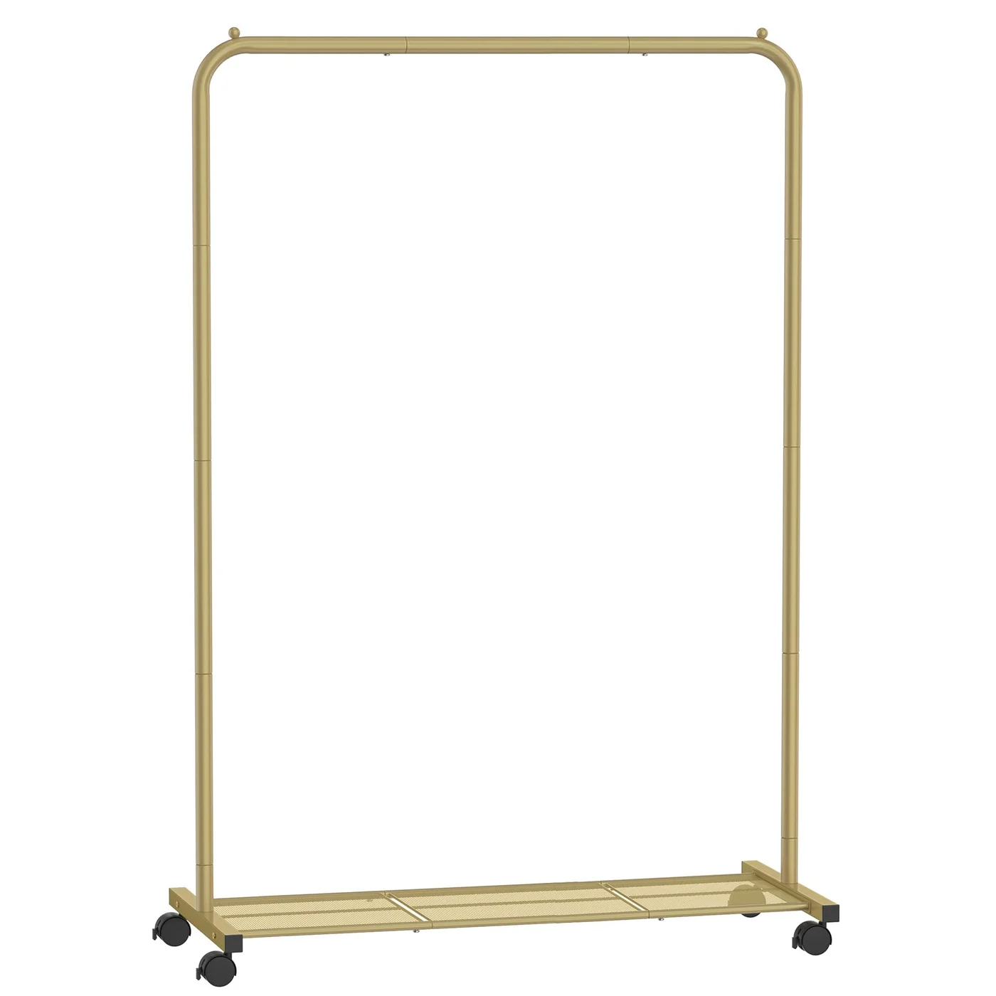 Premium Metal Garment Rack with Wheels and Mesh Storage Shelf (Gold, 178 x 90 x 45 cm) t2wl7