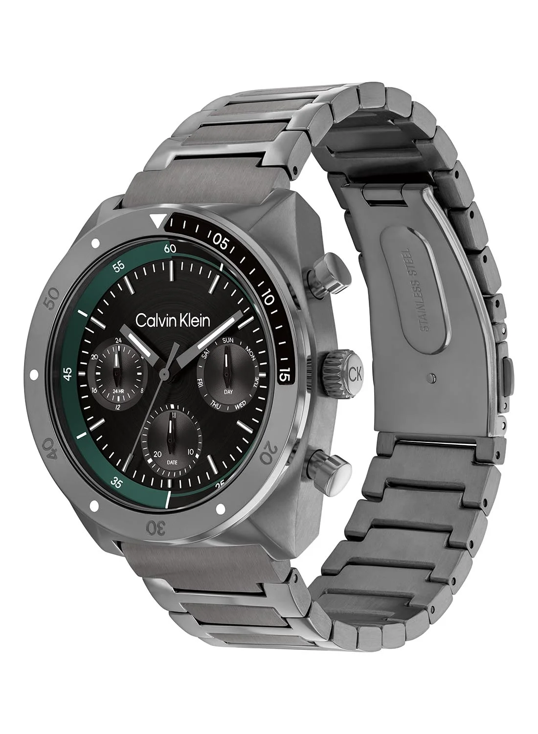 Premium Tonneau Analog Men's Watch with Stainless Steel Band (Black Case, One Size) vrceb