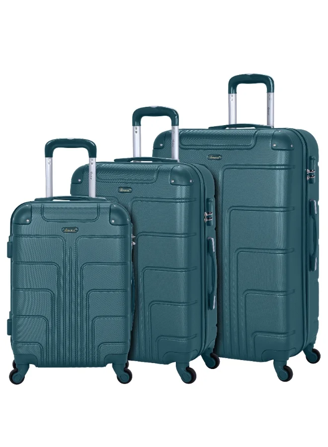 SENATOR Hard Case Travel Luggage Set (3-Piece, Lightweight ABS, 4 Spinner Wheels, Dark Teal) r2s0e