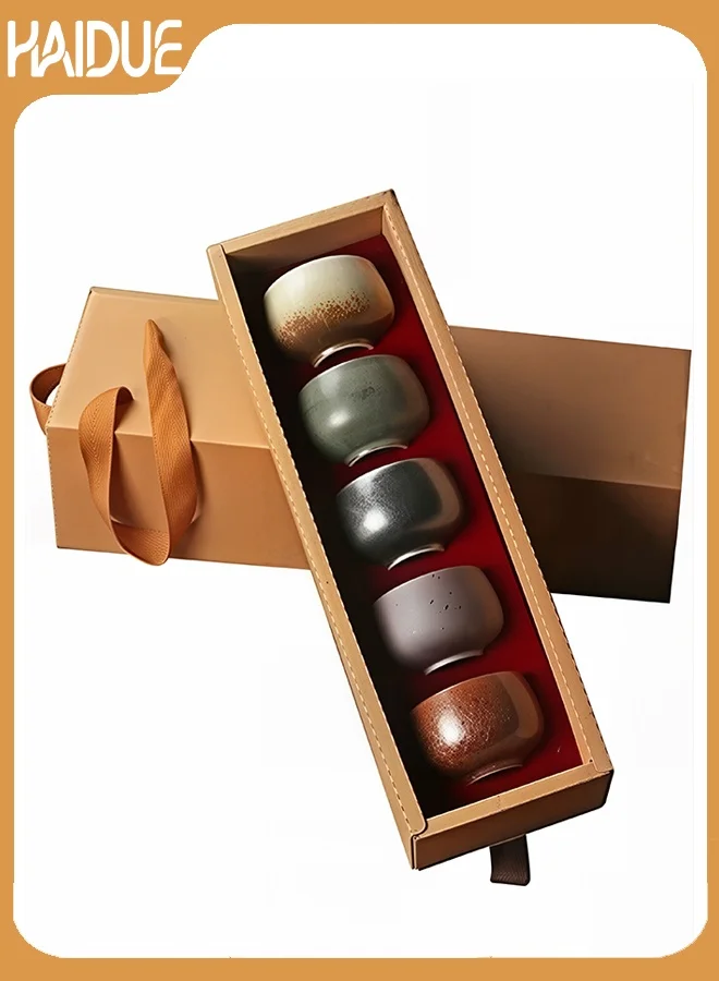 Haidue Double Walled Ceramic Espresso Coffee Cups Set (Multicolour, 100 mL, 5-Piece) yi6vf