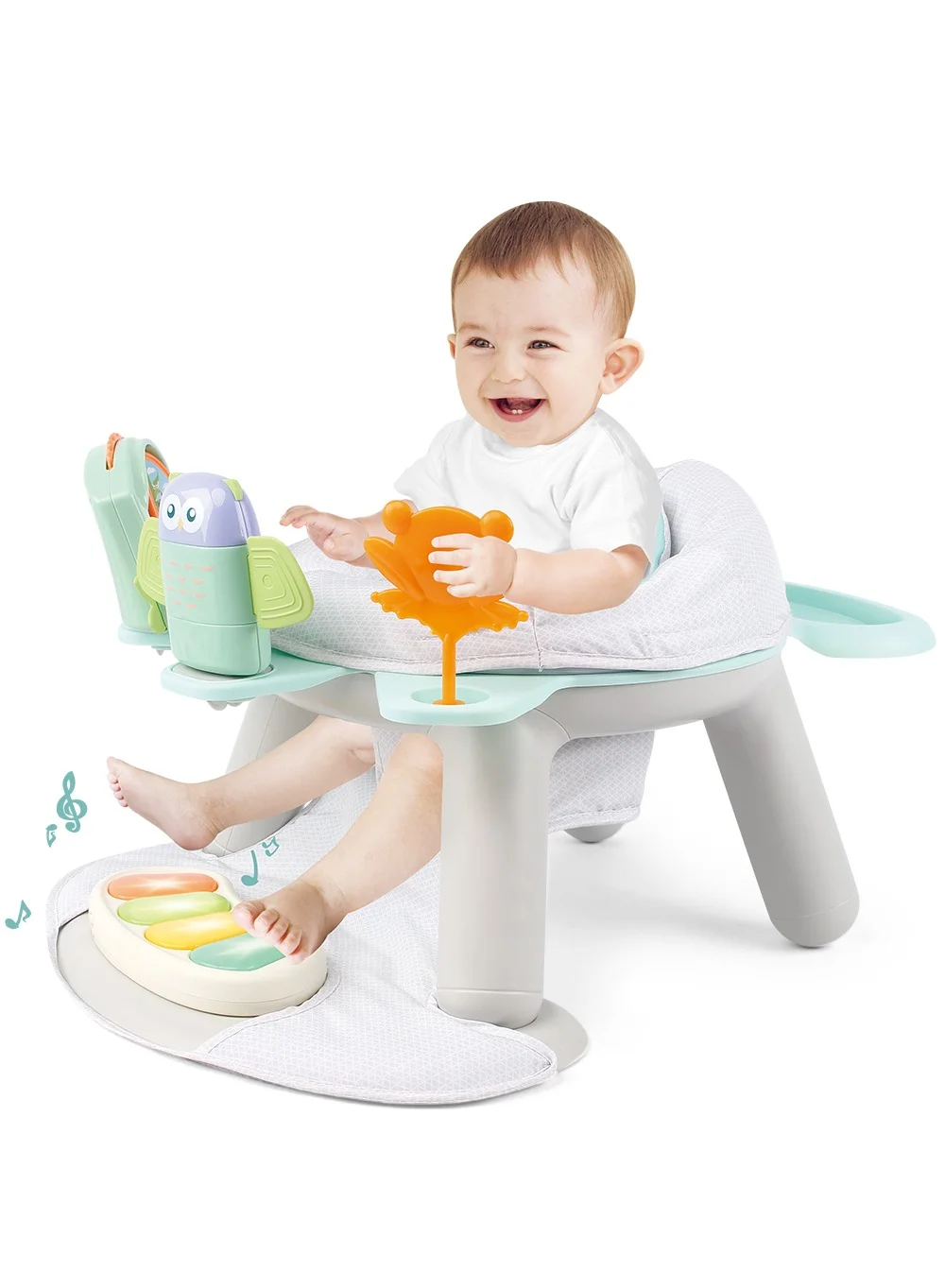 TEKNUM 2-In-1 Convertible Dining Chair and Toddler Play Seat with Musical Pedal (White) hddyz